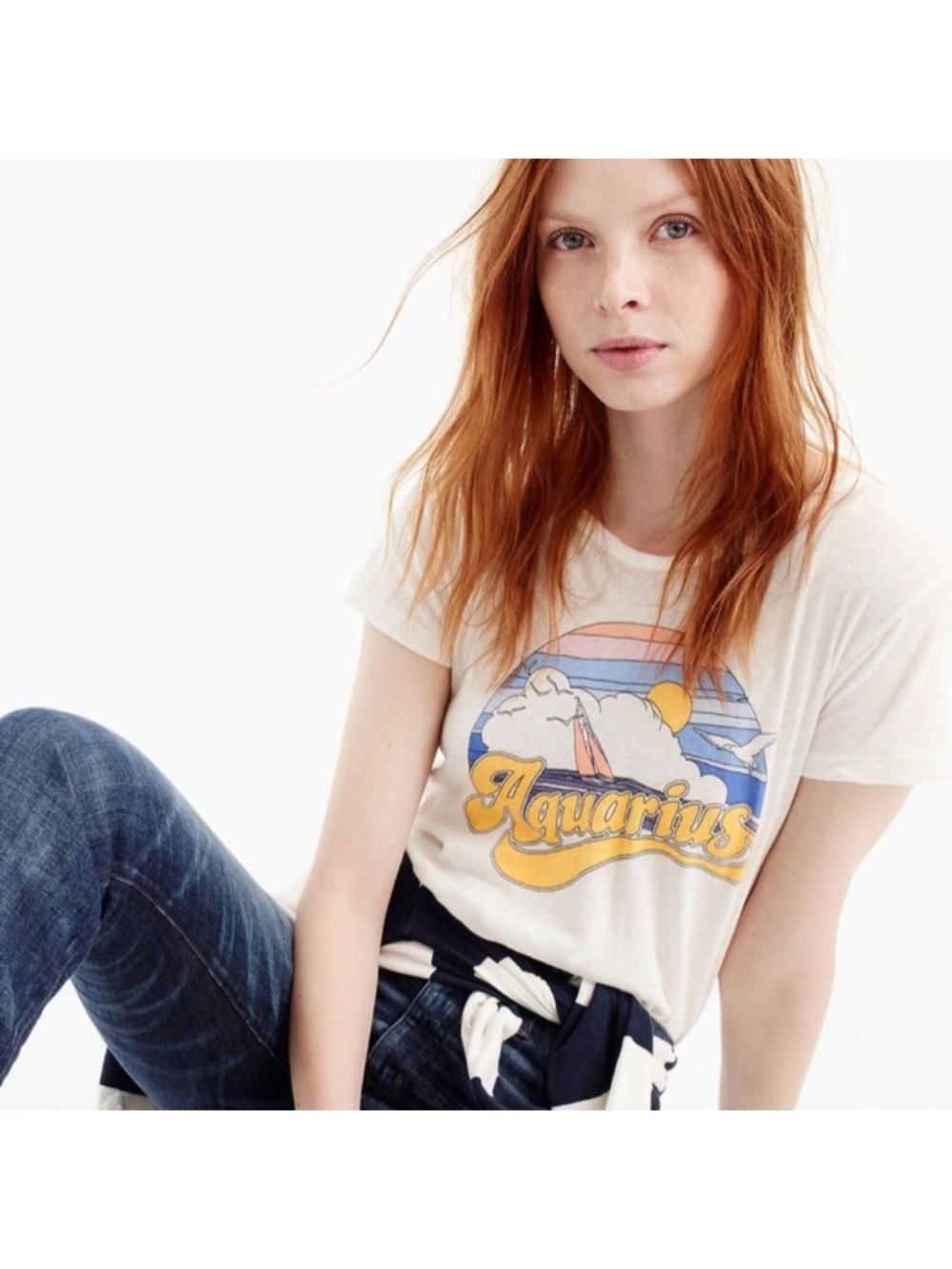 J Crew Aquarius Zodiac Tee- size large